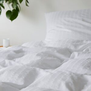 Elegante Seersucker Bettwäsche 7013-0 einfarbig weiß 135x200
