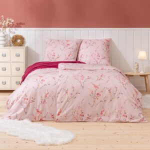 Estella Edelflanell Bettwäsche Trento 5463-250 Blumen Rosa 135x200