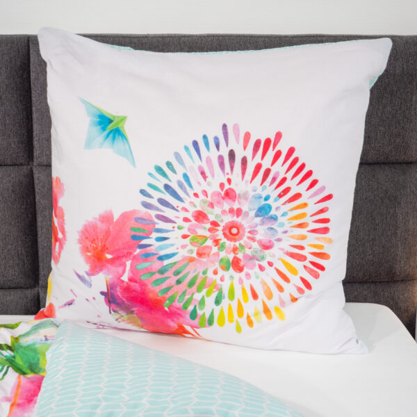 Traumschloss Comfort Flanell Bettwäsche - Lucina -  bunte Mandalas auf weißem Hintergrund 155x220 / 80x80