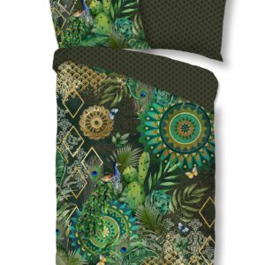 Traumschloss Comfort Flanell Bettwäsche - Pfau - Mandalas mit Pfau und Pflanzen