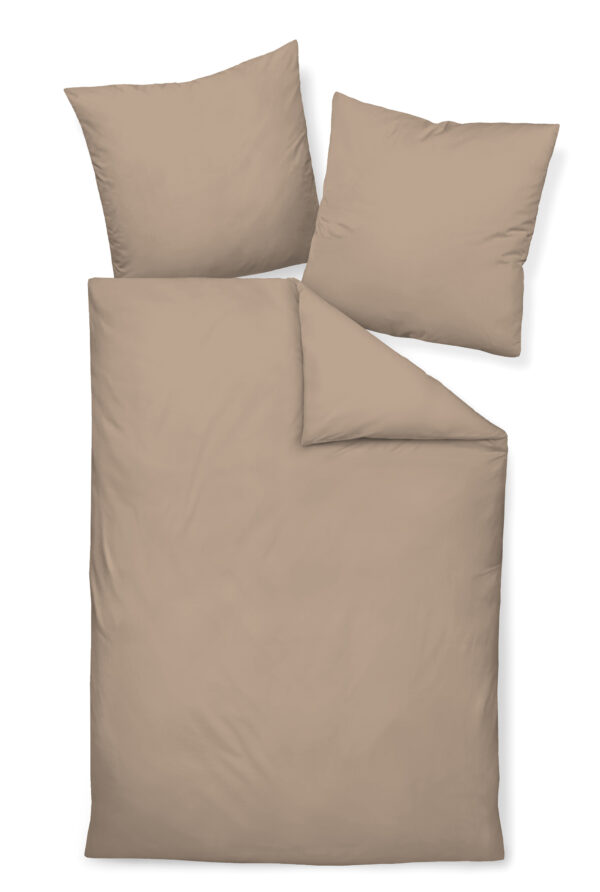 Traumschloss Mako-Satin Bettwäsche uni - Kollektion 2024 taupe 155x220 / 80x80